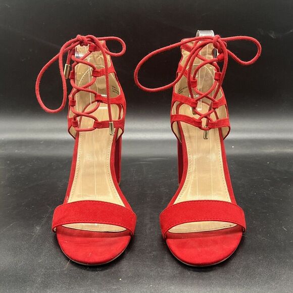 Charlotte Russe red Sienna womens strappy heel size 9 party formal cocktail - Picture 3 of 8